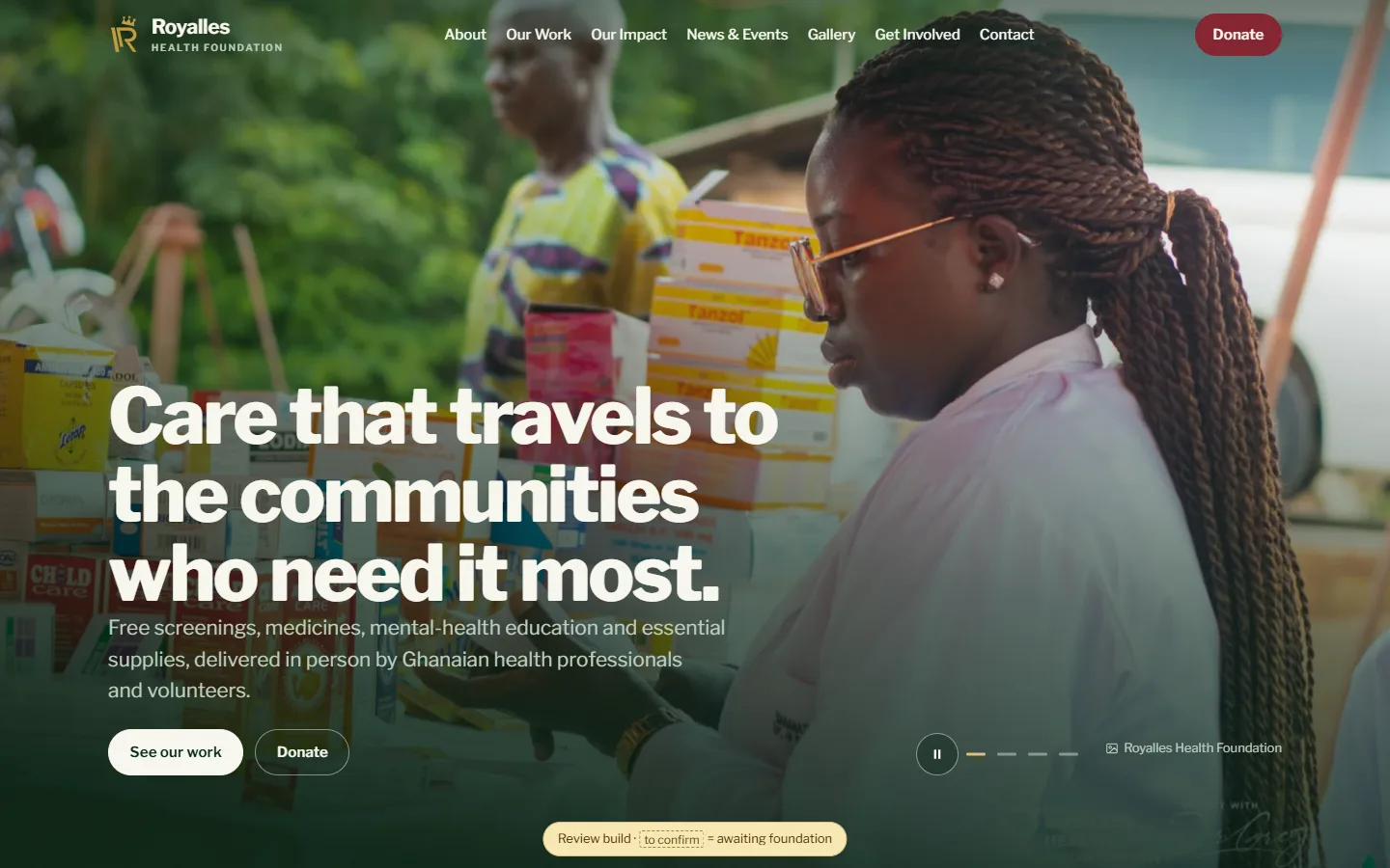 Royalles Health Foundation homepage on desktop