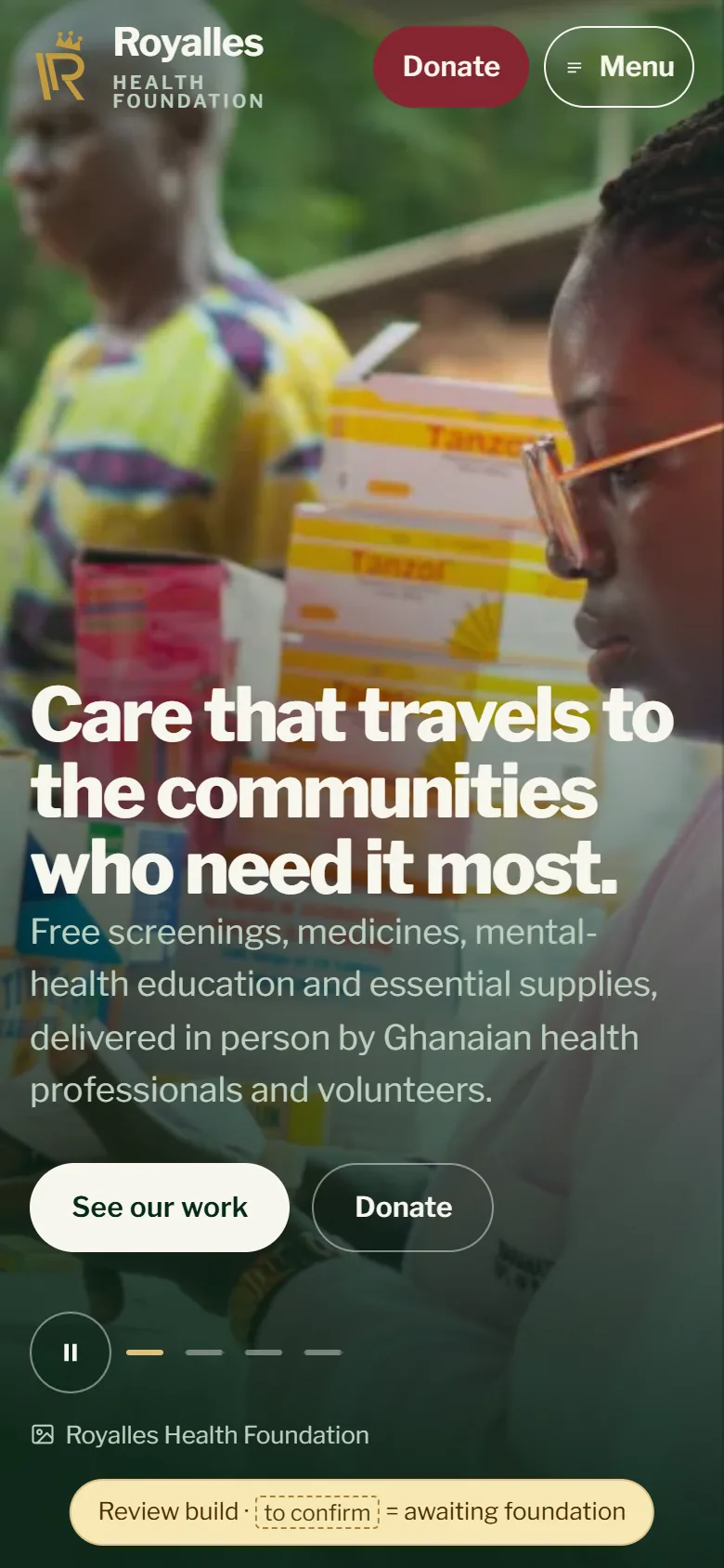 Royalles Health Foundation on a phone
