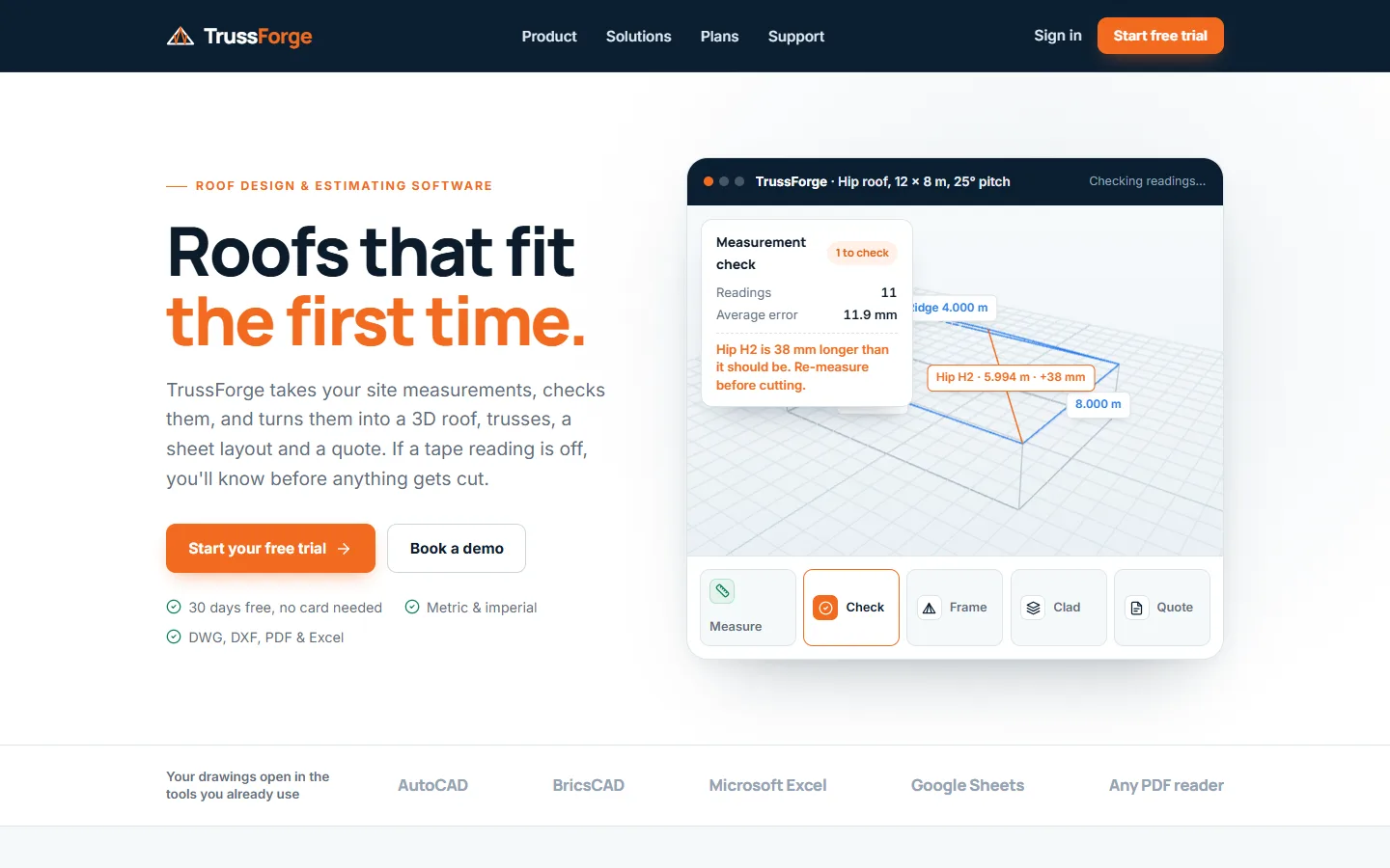 TrussForge homepage on desktop